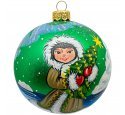 Ёлочный шар 100 мм "Сибирская снегурочка" (Винтажный шар)