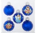 набор ёлочных шаров 5 х 60мм "Рождественский" (Ёлочка) синий