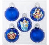 набор ёлочных шаров 5 х 60мм "Рождественский" (Ёлочка) синий