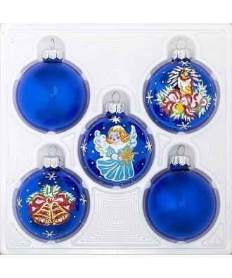 набор ёлочных шаров 5 х 60мм "Рождественский" (Ёлочка) синий