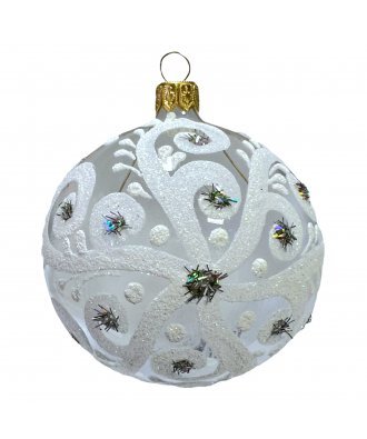 Ёлочный шар 85 мм "Снежинка" (Рождественское яблоко)