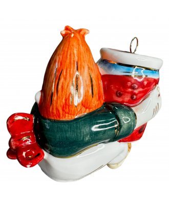 Ёлочная игрушка "Карлсон" (Лефортовский фарфор) глаза открыты