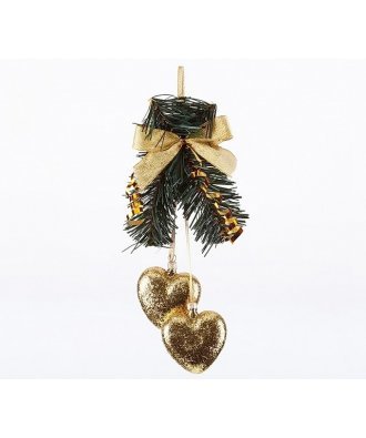 Ёлочное украшение мини-гирлянда "Сердечки" (Ёлочка) золотистые