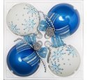 набор ёлочных шаров 4х75мм "Романтика"  (Ёлочка) бело-голубой