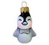 Ёлочная игрушка "Пингвинчик с серебристой бабочкой" (Мария)