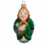 Ёлочная игрушка"Бабка с курочкой" в зелёном (Ариель)
