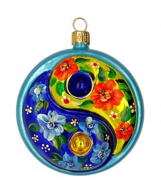 Ёлочная игрушка - медальон "Дракон Лето" цветы (Гласс Алмаз)