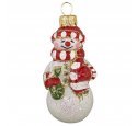 Ёлочная игрушка "Снеговик в красном шарфике" (Винтажный шар)