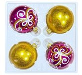 набор ёлочных шаров 4 х 60 мм "Флёр" (Ёлочка) малиновый