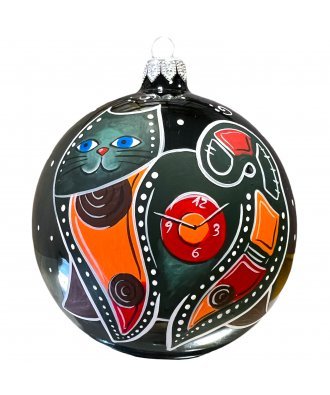 Ёлочный шар 100 мм "Кот с часами" (Рождественское яблоко)