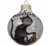 Ёлочный шар 80 мм "Кот "А Вы рыбов любите?" (Мария)